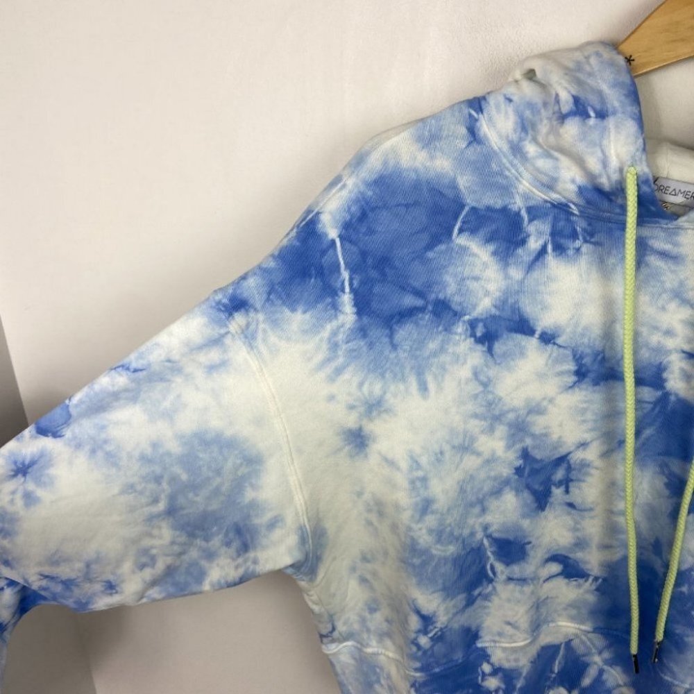 NEW Daydreamer Sunny People Tie Dye Crop Hoodie Periwinkle Cloud Size Small Boho - Picture 9 of 16